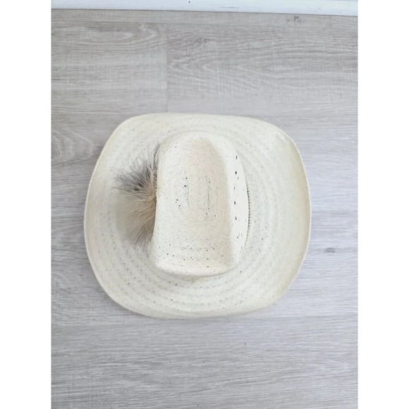 JA Miller CO Straw Woven Feather Rodeo Cowboy Cowgirl Rancher Boho Western Hat 7 - Picture 5 of 11